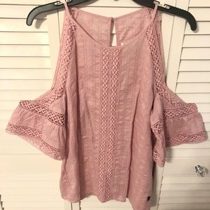 Abercrombie&Fitch light pink, lace, cold shoulder